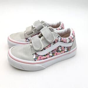 Vans Old Skool V Sneakers Shoes Kids' Unicorn White/Pink Size US11 EU27.5